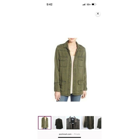 Willow & Clay Women's M Tencel Linen Military Style Shirt Jacket Army Green - Picture 1 of 8